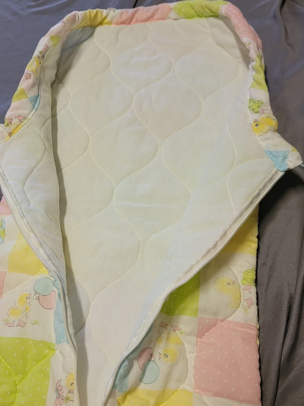 Vintage Quilted Baby Bunting Sleep Sack Pastel Chick Patchwork 29 Inches